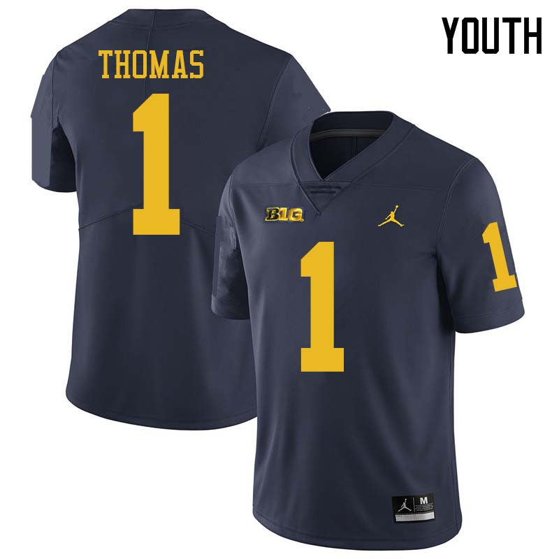 Jordan Brand Youth #1 Ambry Thomas Michigan Wolverines College Football Jerseys Sale-Navy